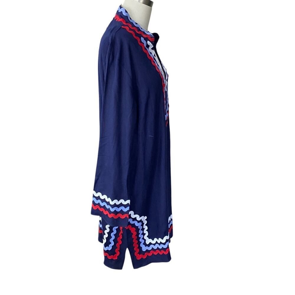 Sail to Sable Navy Red White & Blue Long Sleeve Classic Tunic Dress Size 10 EUC - Picture 5 of 13